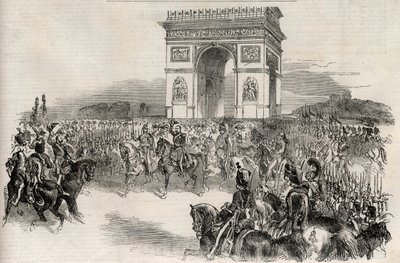 Einzug von Napoleon III. in Paris durch den Arc de Triomphe am 2. Dezember 1852 - Gravur von Unknown artist