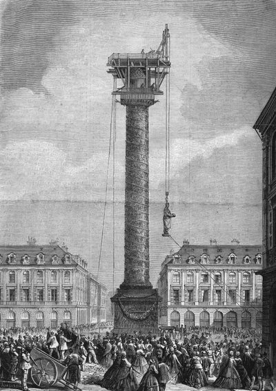 Errichtung der neuen Statue von Napoleon I. auf der Säule des Place Vendôme am 4. November von Unknown artist