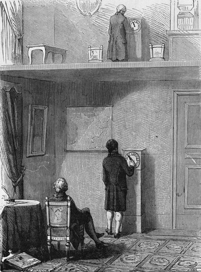 Experiment in der elektronischen Telegrafie durchgeführt von Jean Alexandre vor dem Präfekten von Wien. In „Album de la Science“, Éditions Jouvet von Unknown artist