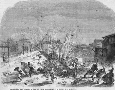 Explosion von Gasleitungen der Austerlitz-Brücke, Paris, 25. Januar von Unknown artist