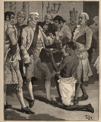 Berühmte Diamanten: die „Wunder der Wunder“, präsentiert dem Kaiser von Brasilien, Joao VI. von Portugal (Johann VI., der Klemente) im Jahr 1809. Gravur von 1885 in „Les arts et métiers illustrés“ von Adolphe Bitard. von Unknown artist