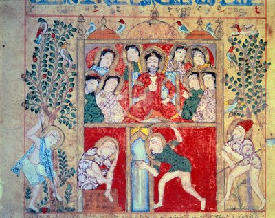 Lieblingsheilung. Miniatur aus dem Manuskript „Buch der Theriak. Kitab al-Diryaq“ von Claude Galien von Unknown artist