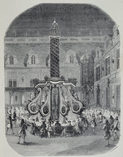 Fest von Ludwig XIV. (Fest im Marmorhof in Versailles) von Unknown artist