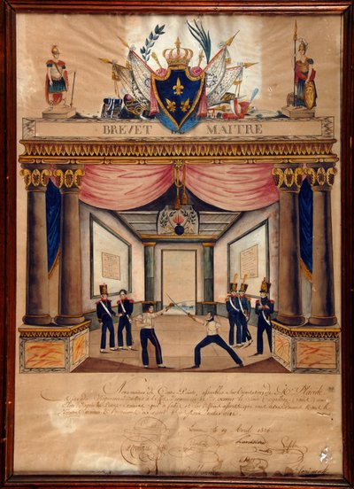 Fechten: Patent von Cont pointe vom April 1826. von Unknown artist