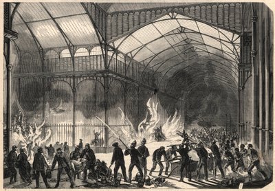 Feuerwehrleute versuchen, das Feuer der Central Halles in Paris zu stoppen, 10. Juli von Unknown artist