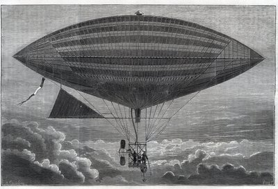 Erster elektrischer Aerostat mit Propeller, experimentiert von Albert (1839-1906) und Gaston Tissandier (1843-1899), französischer Wissenschaftler, Herausgeber der Zeitschrift „La Nature“ am Montag, 8. Oktober von Unknown artist