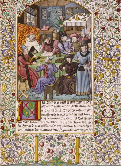 Erste Seite eines Rechnungsbuchs, das eine Zahlung von Annuitäten darstellt - Miniatur des 15. Jahrhunderts von Unknown artist