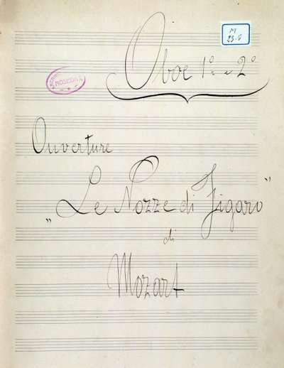 Erste Seite der Noten für Oboe von Le nozze di Figaro, Oper von Mozart (19. Jahrhundert) von Unknown artist