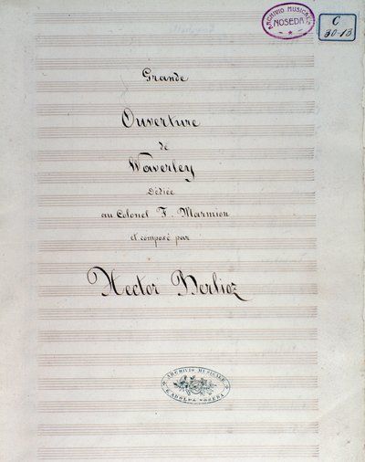 Erste Seite der Partitur für Waverley Opus 1, Ouvertüre, von Hector Berlioz von Unknown artist