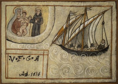 Ehemaliges Votivbild (ex voto) Seemann, beliebtes Angebot als Zeichen der Hingabe und Dankbarkeit des Seemanns, der die Gefahren des Meeres überlebt hat, aus der Kirche von Carmine, Torre del Greco, nahe Neapel, 19. Jahrhundert Italien von Unknown artist