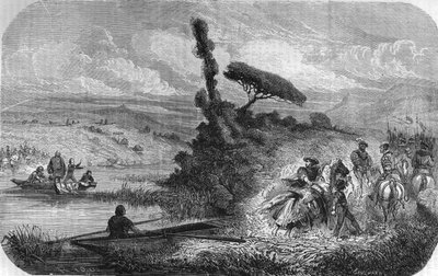 Franz I. tauscht seine zwei Söhne als Geiseln am Bidassoa aus, 17.03.1526. In „Histoire populaire de France“, sd. circa 1885. Gravur. von Unknown artist
