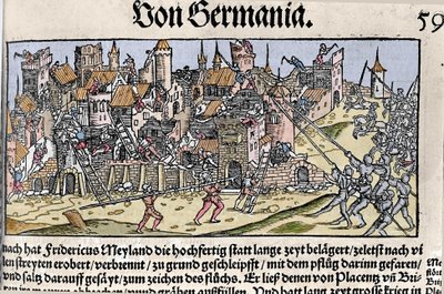 Friedrich Barbarossa, Kaiser des Heiligen Römischen Reiches, eroberte und zerstörte Mailand im Jahr 1162 von Unknown artist