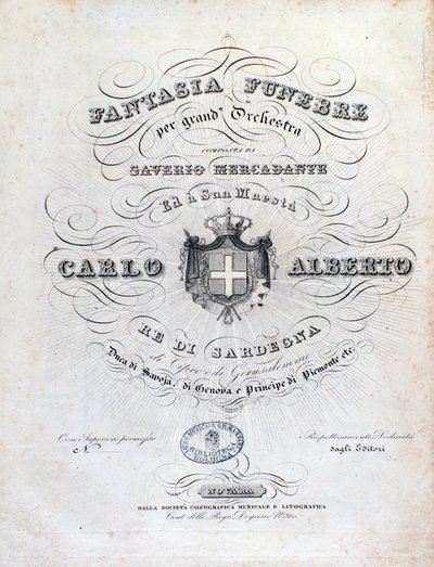 Frontispiz für Fantasia funebre, Orchesterwerk von Mercadante von Unknown artist