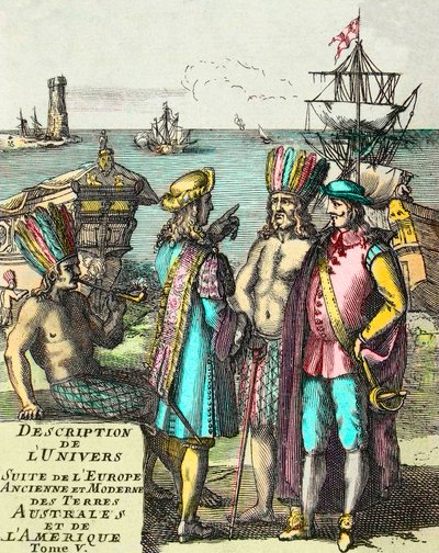 Frontispiz von „Beschreibung des Universums Fortsetzung von Alt- und Neu-Europa, Südliche Länder und Amerika“ Band V, von Alain Manesson Mallet (1630-1706) von Unknown artist