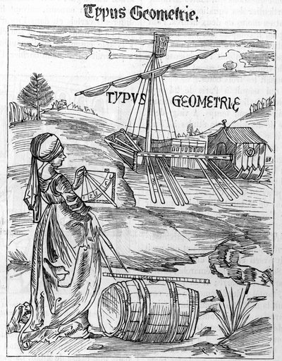 Frontispiz der Geometrie in der „Margarita Philosophica“ von Gregor Reisch (1467-1525) von Unknown artist