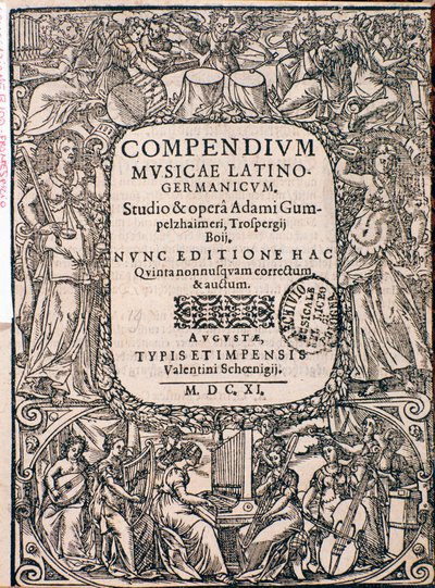 Frontispiz des Compendium Musicae von Adam Gumpelzhaimer von Unknown artist