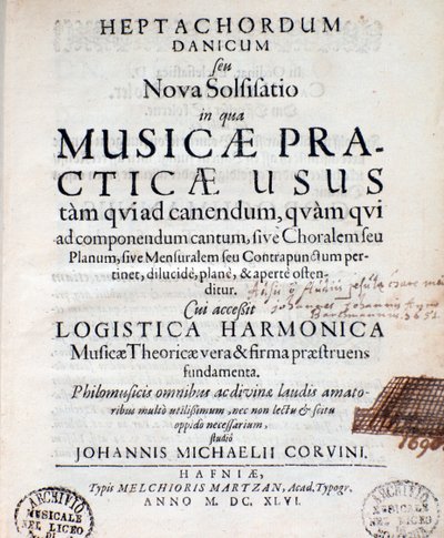 Frontispiz von Heptachordum danicum von John Michael Corvinus von Unknown artist
