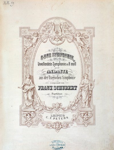 Frontispiz der Partitur der Unvollendeten Symphonie von Franz Schubert von Unknown artist