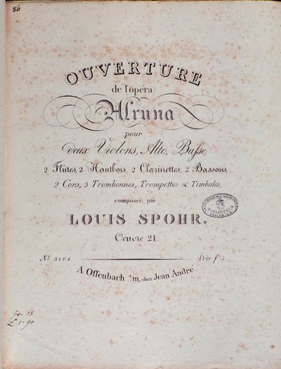 Frontispiz der Partitur der Ouvertüre von Alruna von Louis Spohr von Unknown artist