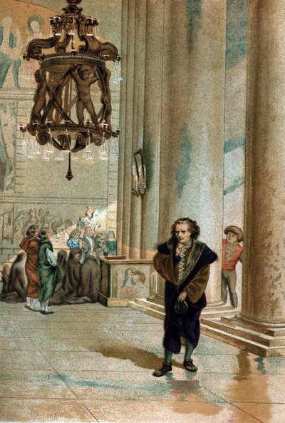 Galileo Galilei (1564-1642) beobachtet die Schwingung der Lampe der Kathedrale von Pisa. Aus „La Ciencia y sus Hombres“ von Louis Figuier, Barcelona 1881 von Unknown artist