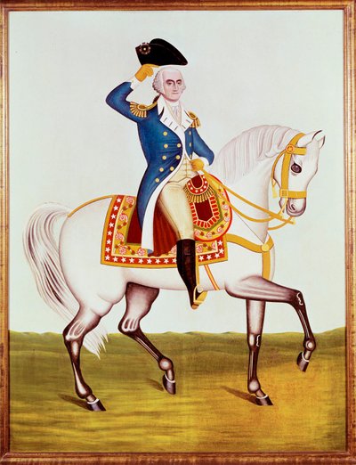 General Washington auf seinem weißen Pferd von Unknown Artist