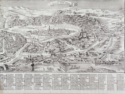 Gesamtansicht der Stadt Wien mit Detail der Hauptgebäude und Denkmäler. Österreich. Gravur von 1800. Private Sammlung von Unknown artist