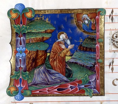 Gott befiehlt Moses, das Volk Israel aus Ägypten zu führen. Miniatur aus einem Chorbuch des 15. Jahrhunderts von Unknown artist