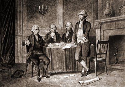 Gouverneur Morris (1752-1816), mit Adams, Hamilton und Jefferson von Unknown artist