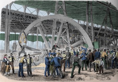 Streik von Le Creusot. Eine Versammlung von Arbeitern in den Werkstätten zur Zeit der Bezahlung. 19. Jahrhundert von Unknown artist