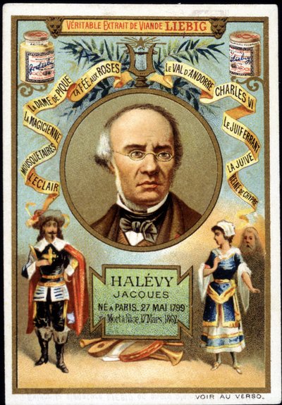 Halevy genannt Jacques Fromental Levy, französischer Komponist (1799-1862) im Rahmen der Werbung für ein Liebig-Produkt. 19. Jahrhundert von Unknown artist