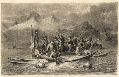 Robbenjagd - Robbenjagd in Grönland - Gravur aus 