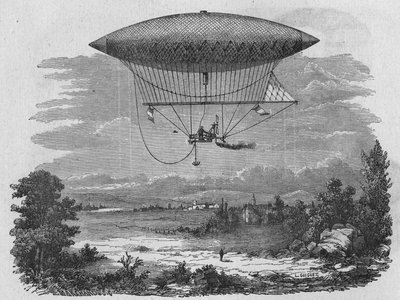 Henry Giffard testet einen 44 Meter langen Dampfaerostat. In „Album de la Science“, Éditions Jouvet. von Unknown artist