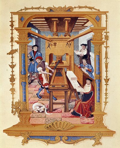 Geschichte des Drucks: eine typografische Werkstatt um 1530 von Unknown artist