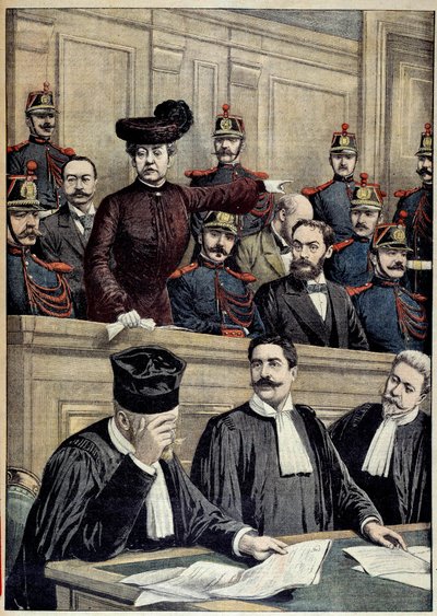 Humbert-Fall: Der Prozess gegen Therese Humbert, eine französische Betrügerin, die vorgab, das Erbe eines amerikanischen Millionärs zu sein. 1903 von Unknown artist