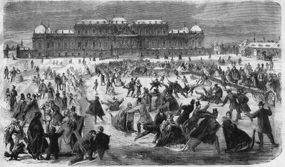 Eislaufen auf dem Belvedere-Platz in Wien im Jahr 1864. von Unknown artist