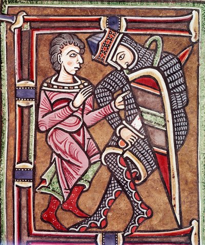 Initialbuchstabe E mit David und Uria, Ehemann von Bathseba (Miniatur) von Unknown artist
