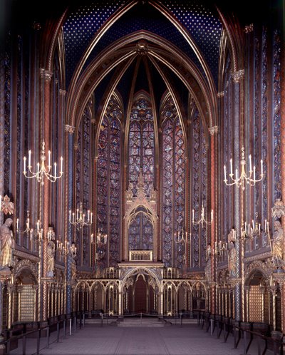 Innenansicht der Sainte Chapelle von Paris: Hohe Kapelle, Architektur von Unknown artist