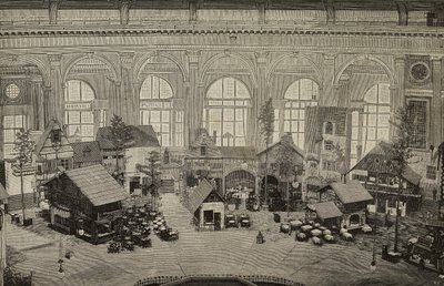 Internationales Pavillon bei der Internationalen Ausstellung von Wien, Österreich, Gravur aus einem Foto von Huber aus L