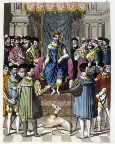 Interview mit Franz I. (1494 - 1547) und Heinrich VIII. (1491 - 1547) von England. Gravur des 19. Jahrhunderts. von Unknown artist