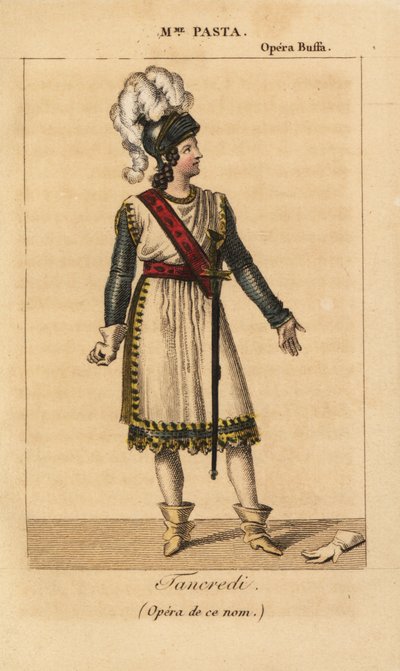 Italienische Sopranistin Giuditta Pasta in der Hauptrolle des Tancredi in der gleichnamigen Oper von Gioachino Rossini, aufgeführt an der Opera Buffa, Paris von Unknown artist