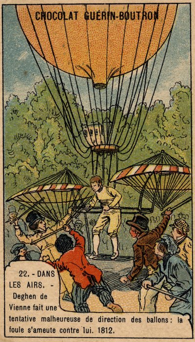 Jacob Deghen (Degen) versuchte 1812 in Wien, Aerostaten zu steuern von Unknown artist