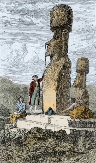 Jean-Francois Galaup, Comte de La Perouse, englischer Navigator und Entdecker, auf der Osterinsel während seiner Asienreise von Unknown artist