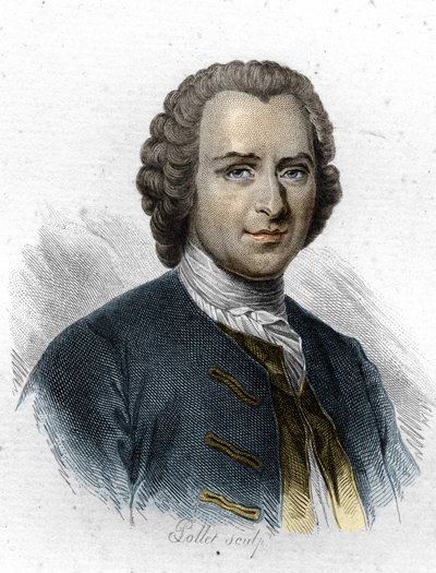 Jean Jacques Rousseau, französischsprachiger Genfer Schriftsteller und Philosoph. Gravur des 19. Jahrhunderts von Unknown artist