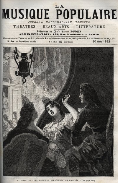 Jean de La Fontaine bei der Uraufführung der Oper „Astrée“ von Pascal Collasse - Gravur in „La musique populaire“ - 1882 von Unknown artist