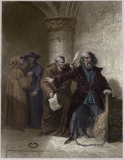 Hieronymus von Prag weigert sich zu widerrufen - Hieronymus von Prag (1379-1416) Kirchenreformer, weigert sich zu widerrufen - Gravur in „Populäre Fasten, oder Geschichte der heroischen Taten des Volkes und ihres Einflusses auf Wissenschaft, Kunst, Industr von Unknown artist