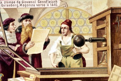 Johannes Gensfleisch Gutenberg (1400-1468). um 1440. Chromolithographie des 19. Jahrhunderts von Unknown artist