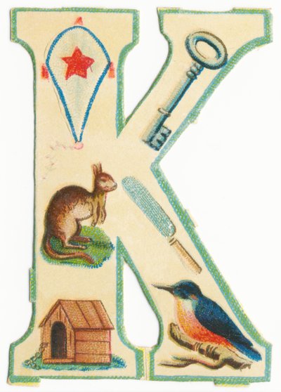 K: Drachen, Schlüssel, Känguru, Messer, Zwinger, Eisvogel von Unknown artist
