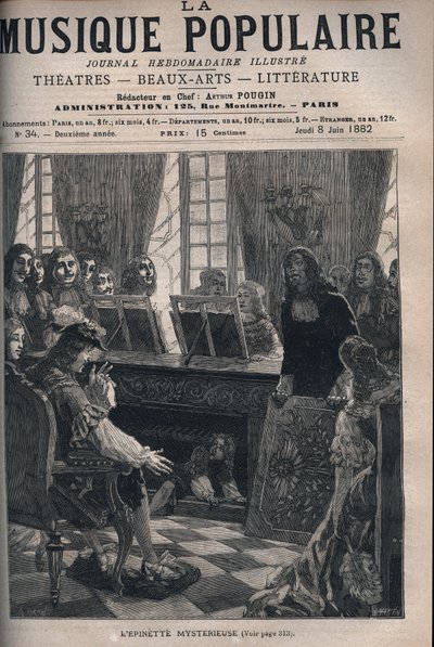 „Das geheimnisvolle Spinett“ Jean Baptiste Raisin (1655-1693), Organist von Troyes, präsentiert dem König ein besonderes Spinett (Saiteninstrument). Auf seine Bitte hin, das Spinett zu öffnen, verlässt Jean Baptiste Raisin, der junge Sohn des Organisten, d von Unknown artist