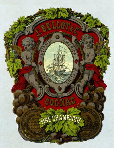 Etikett von „Bellot Cognac - Fine Champagne“, 19. Jahrhundert von Unknown artist