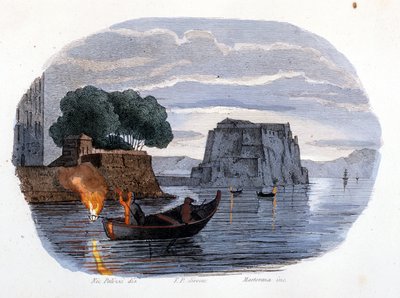 Lamparo-Fischerei, eine Lampe, die verwendet wird, um Fische in der Bucht von Neapel anzulocken. von Unknown artist